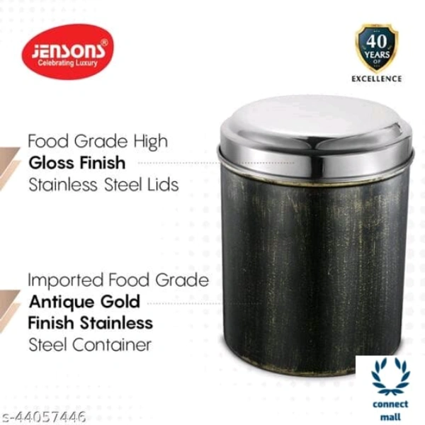 Graceful Jars & Containers - L XH X W: 13.5 X16.5 X13.5cm, Black, Stainless Steel, 4 Pieces of 1 Pack